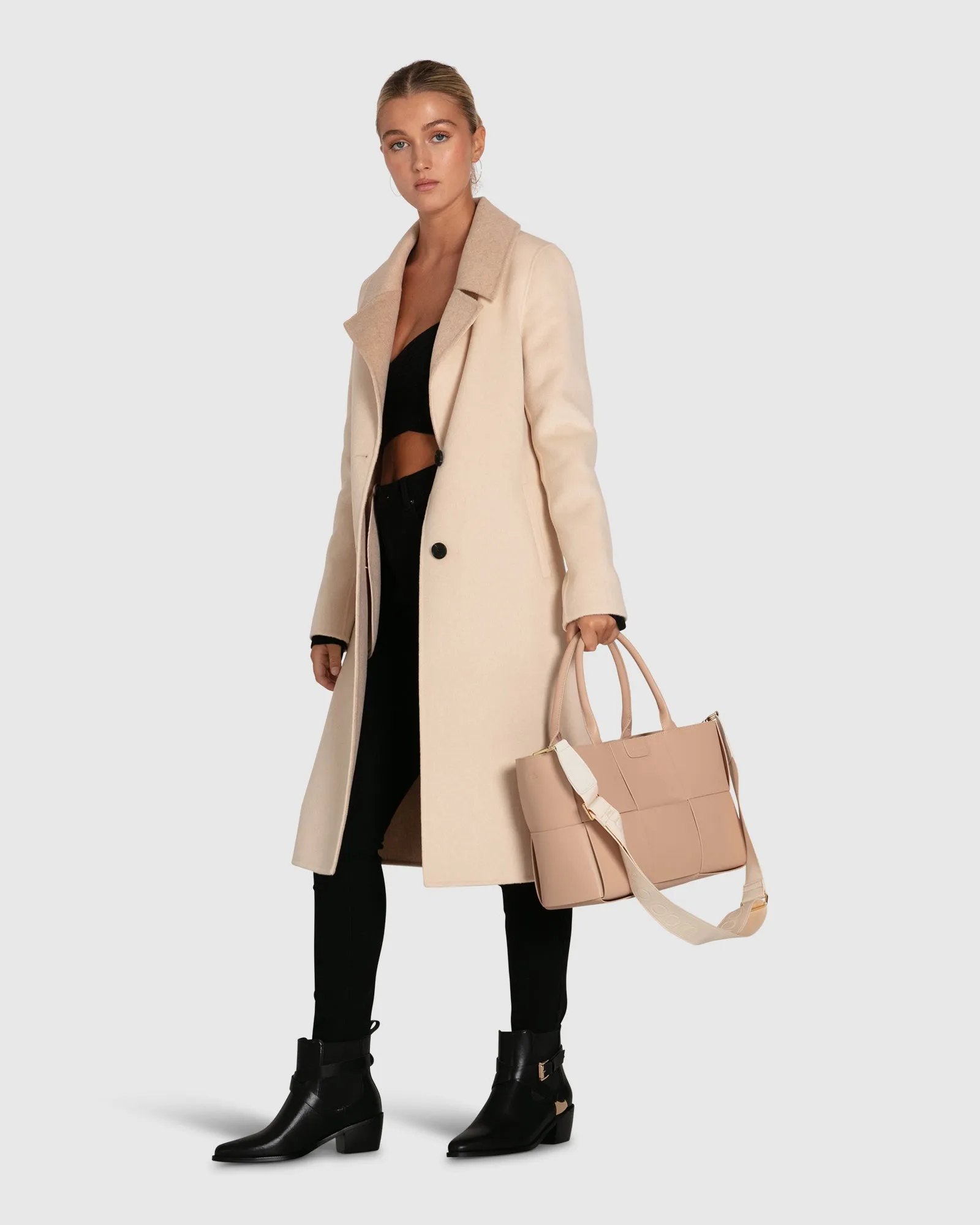 Lexington Two-Tone Wool Blend Coat - Beige