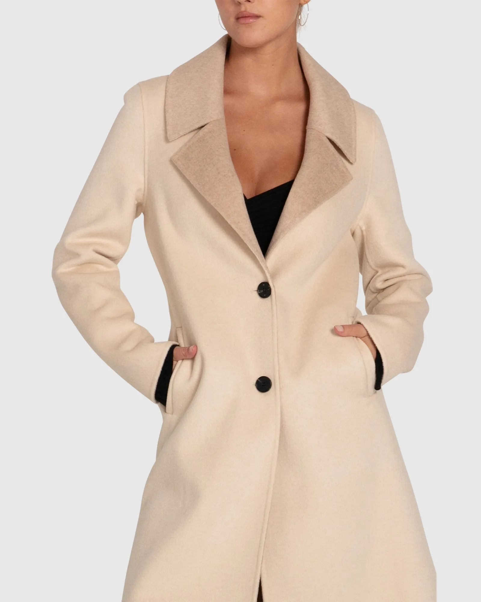 Lexington Two-Tone Wool Blend Coat - Beige