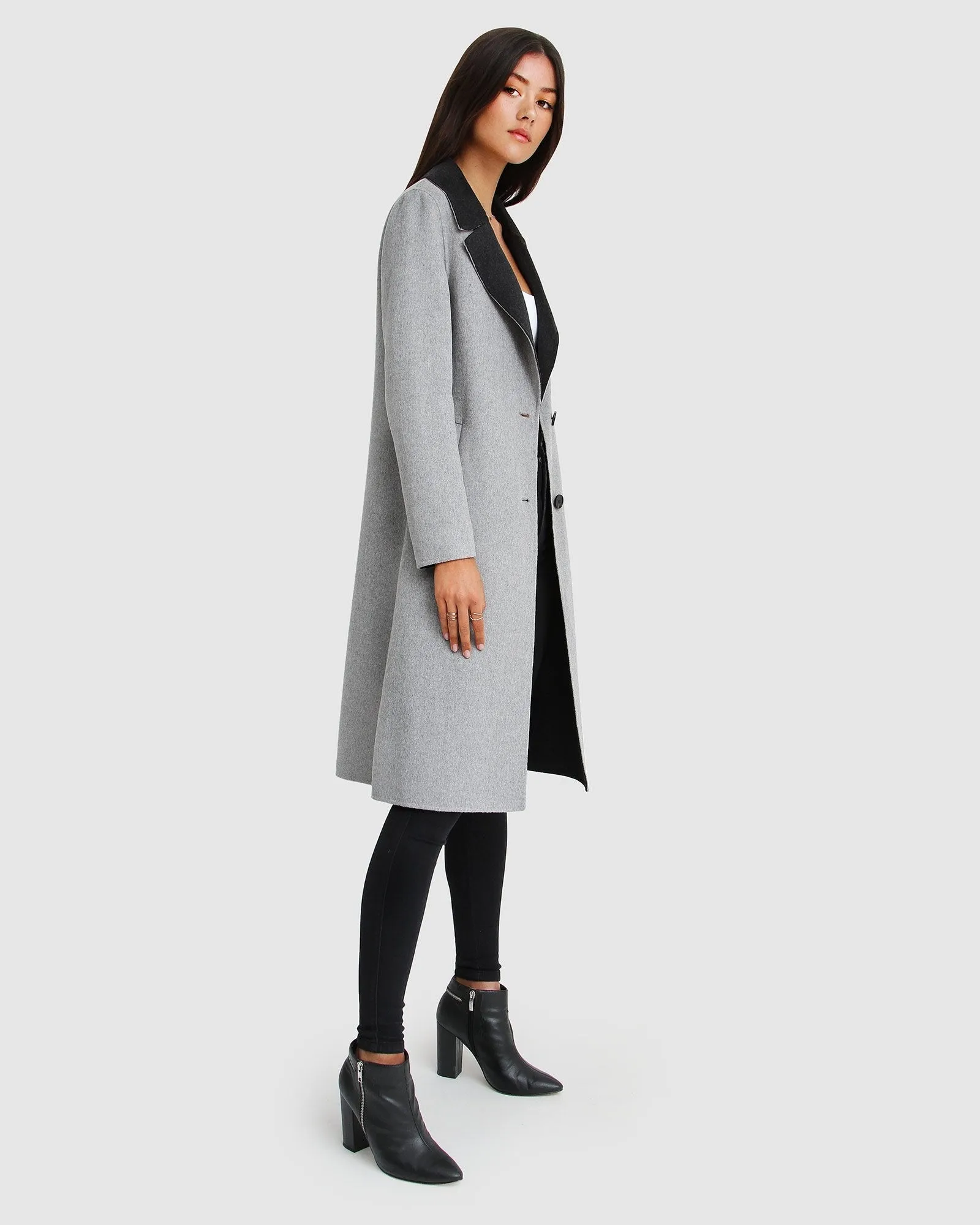 Lexington Two-Tone Wool Blend Coat - Grey