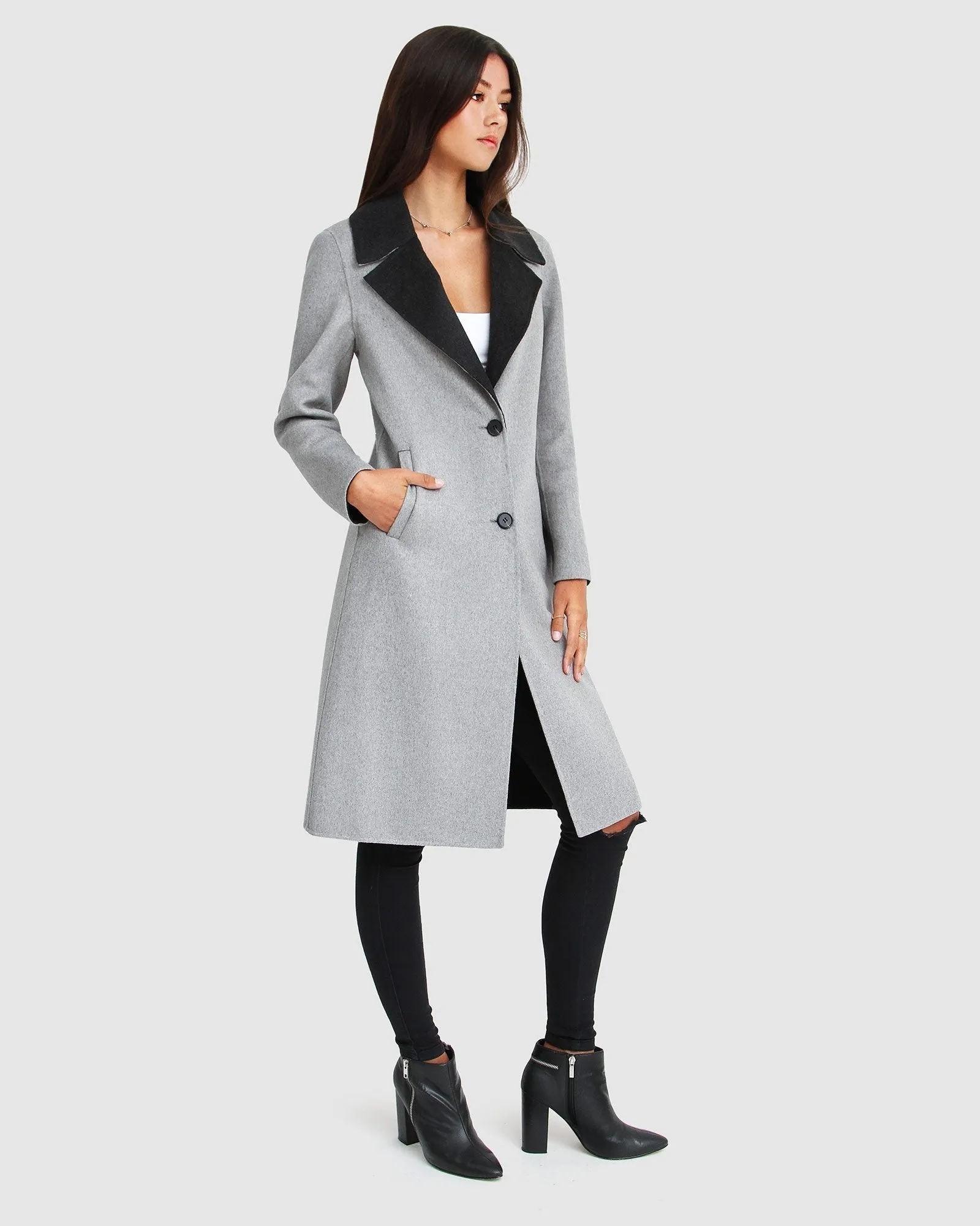 Lexington Two-Tone Wool Blend Coat - Grey