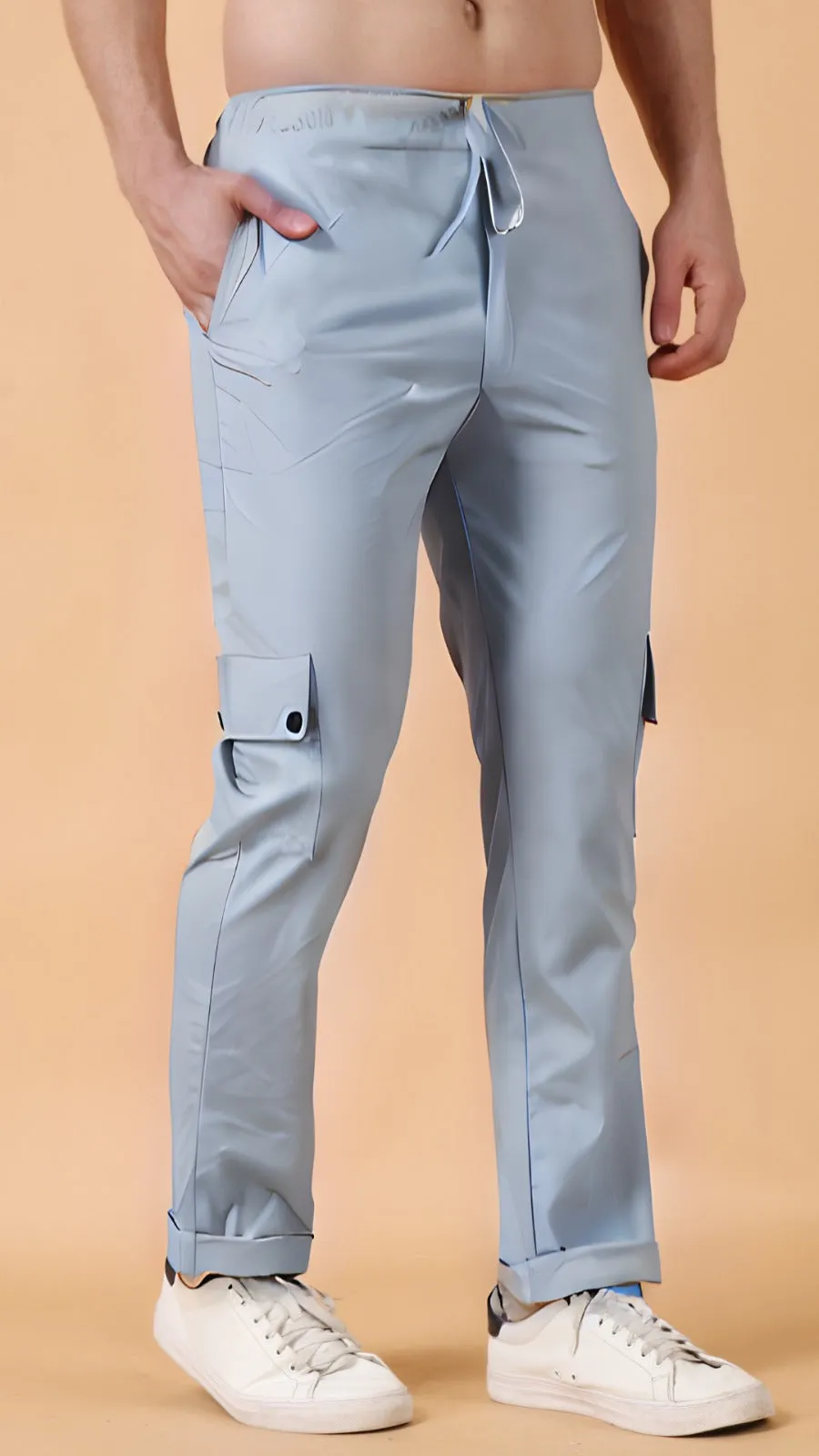 Light Powder Blue Stretch Cargo