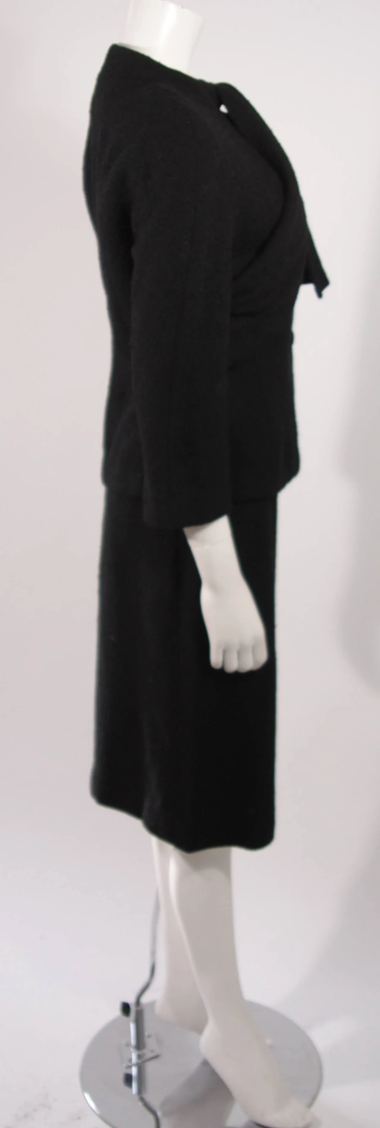 LILLI ANN San Francisco Black Wool Skirt Suit with Draping