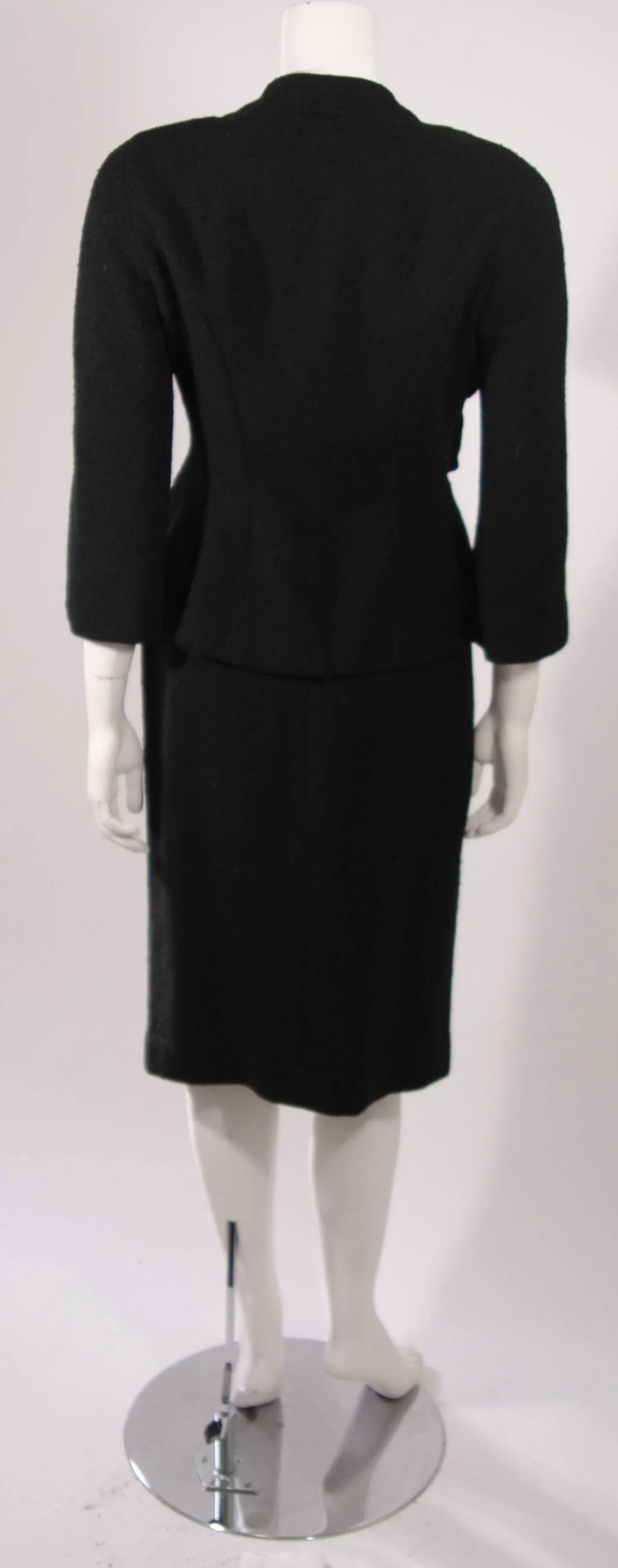 LILLI ANN San Francisco Black Wool Skirt Suit with Draping