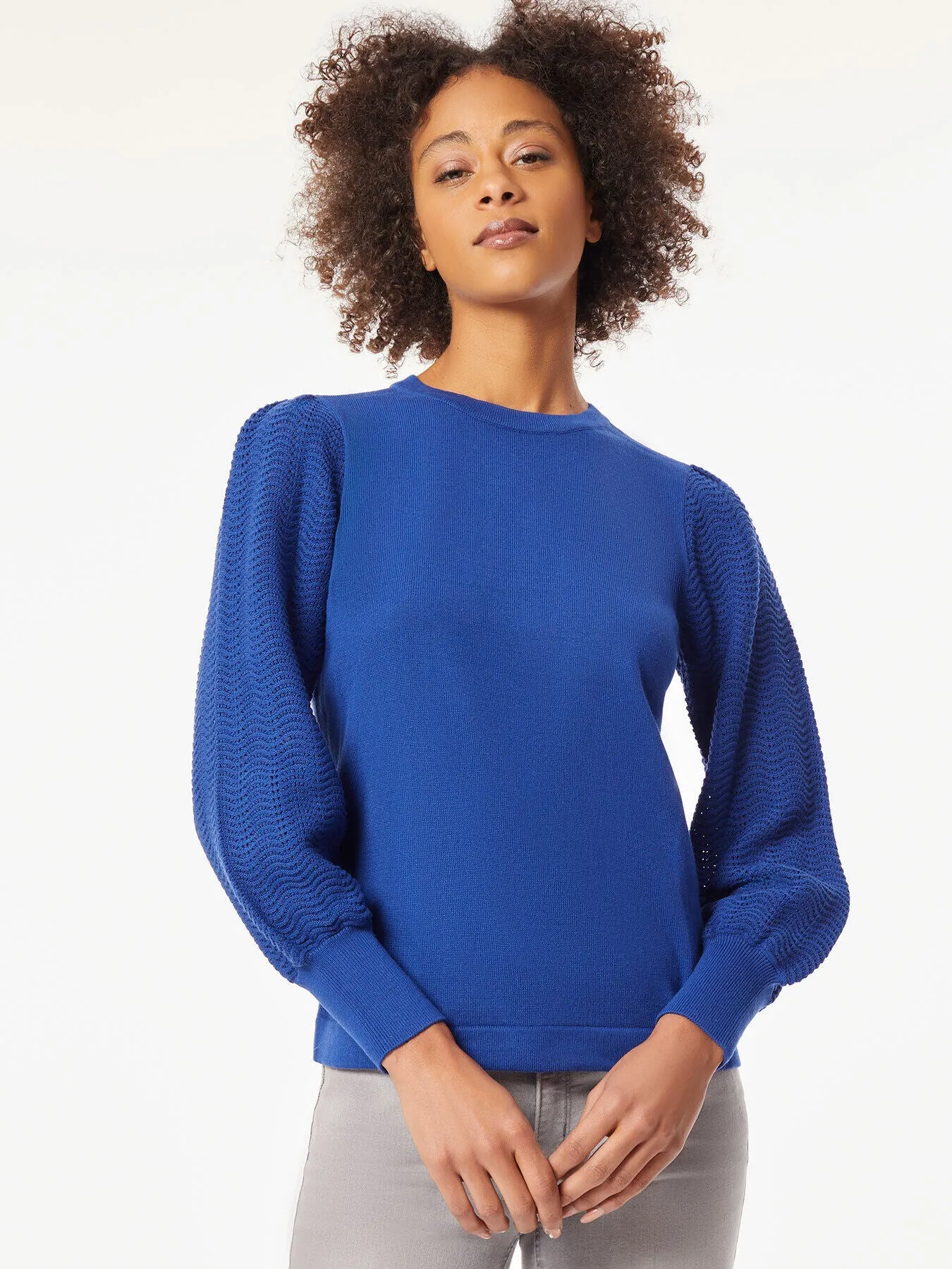 Long Sleeve Puff Sleeve Knit Top