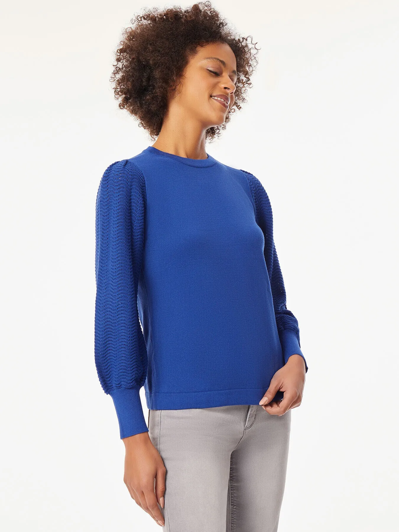 Long Sleeve Puff Sleeve Knit Top