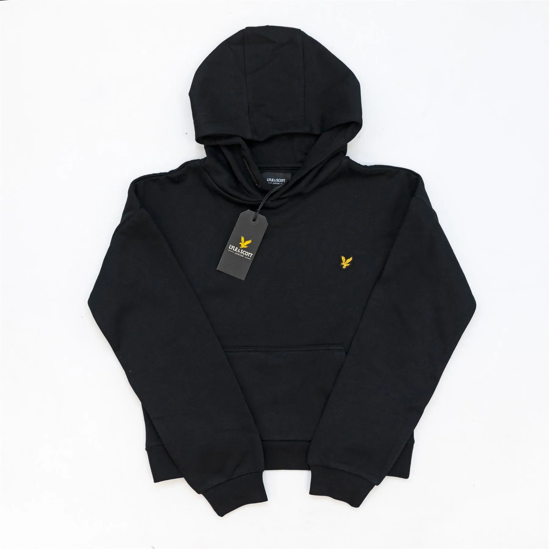 Lyle & Scott Girls Sweat Long Sleeve Black Hoodie with Front Pocket