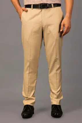 Maple Beige Textured Stretch Trousers