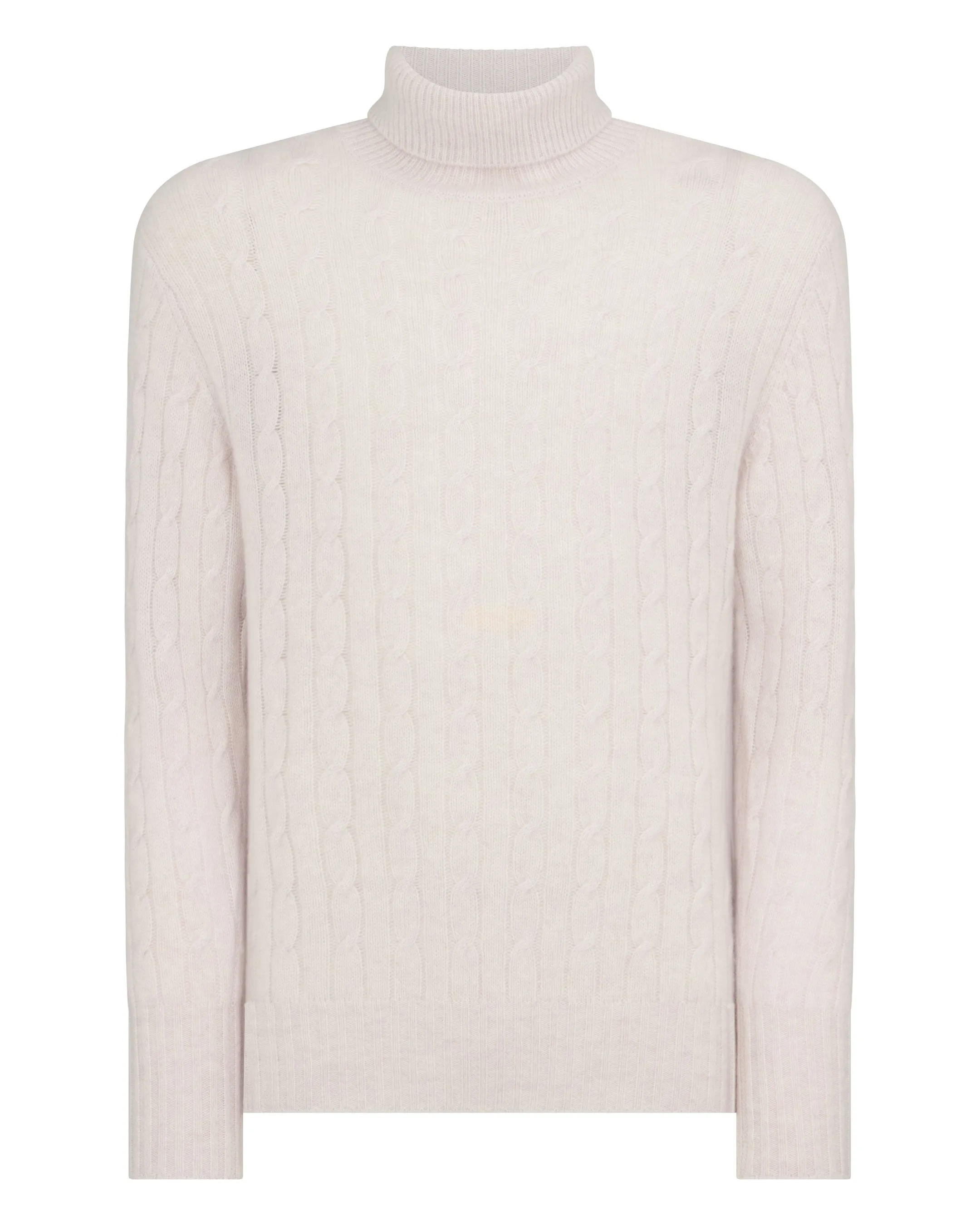 Men's Berwick Cable Roll Neck Cashmere Jumper Frost White