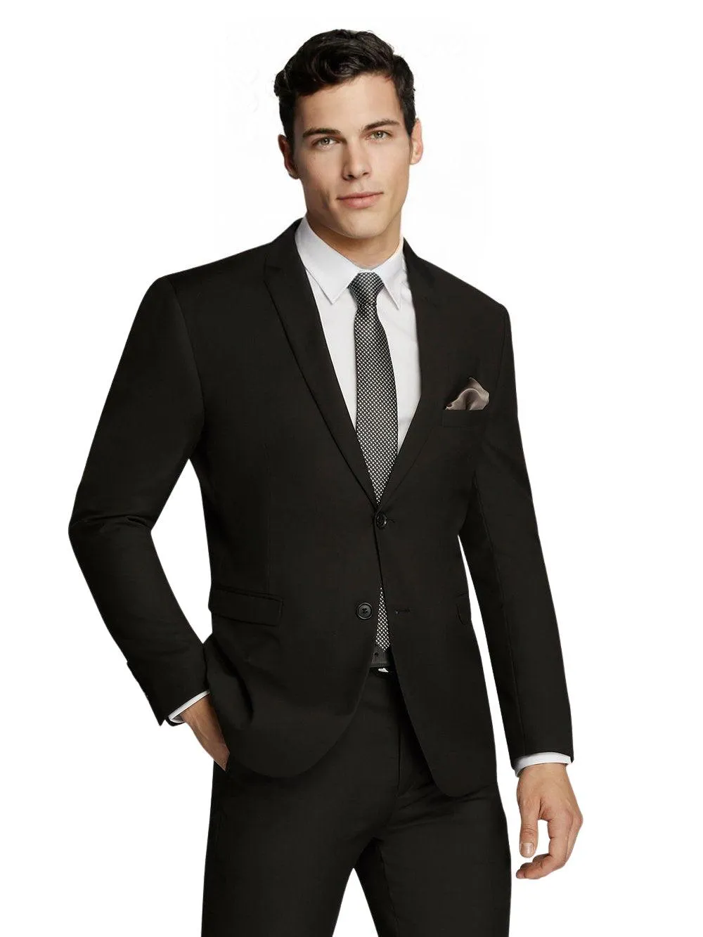 Men's Black Formal Plain Slim Fit Suit