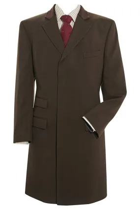 Mens Brown Wool Overcoat Velvet Collar