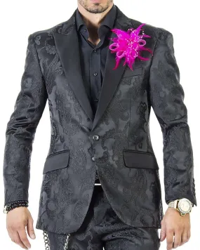 Mens Fashion Suits, Tuxedo Suit: Paisley Black - Prom - Wedding - Suits