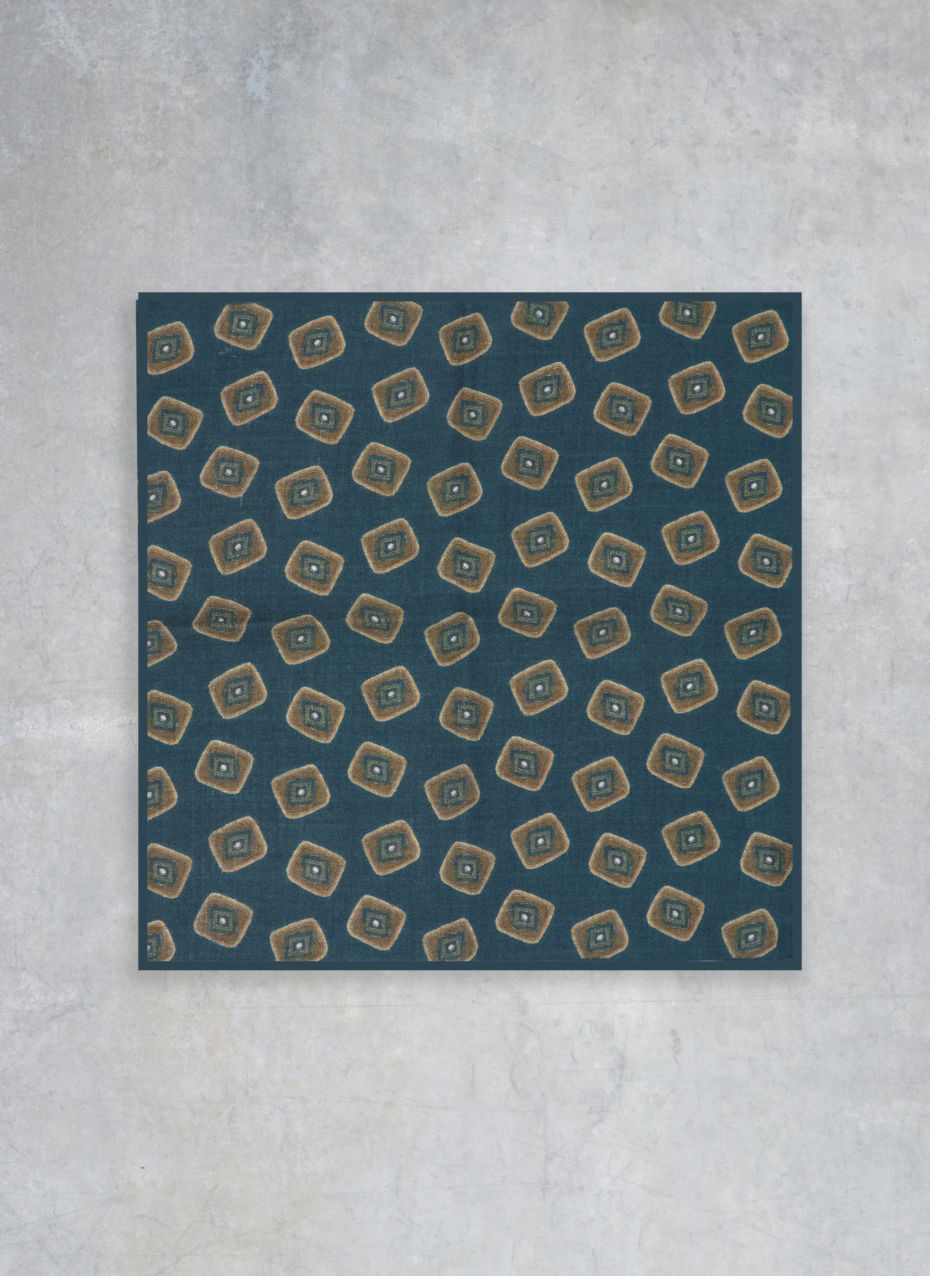 Men's Geometric Wool Pocket Square in Teal