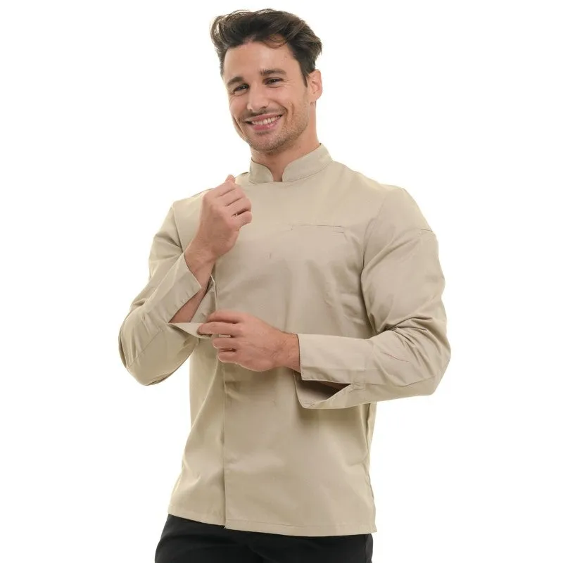 Men's Long Sleeve Beige Chef Coat  - MANELLI