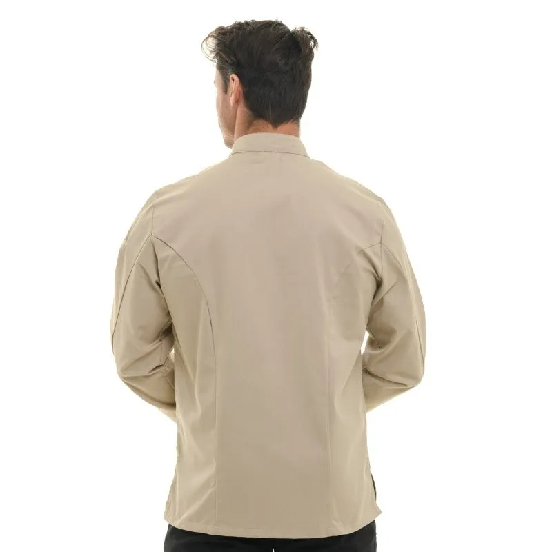 Men's Long Sleeve Beige Chef Coat  - MANELLI