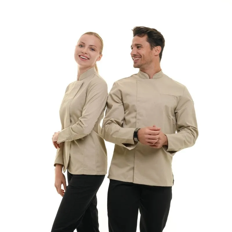 Men's Long Sleeve Beige Chef Coat  - MANELLI