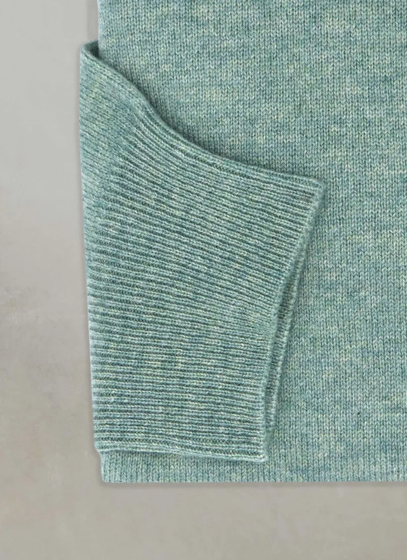 Men's Madison Quarter Zip Cashmere Sweater in Seafoam