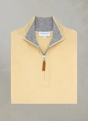 Men's Madison Quarter Zip Cashmere Sweater in Yellow