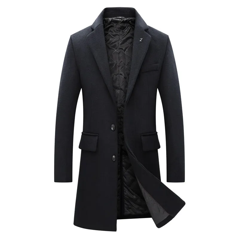 Men's Premium Business Long Wool Pea Coat