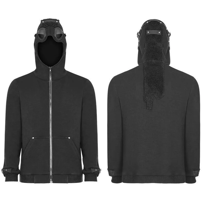 Men's Punk Hoodie With Ribbed Cuffs