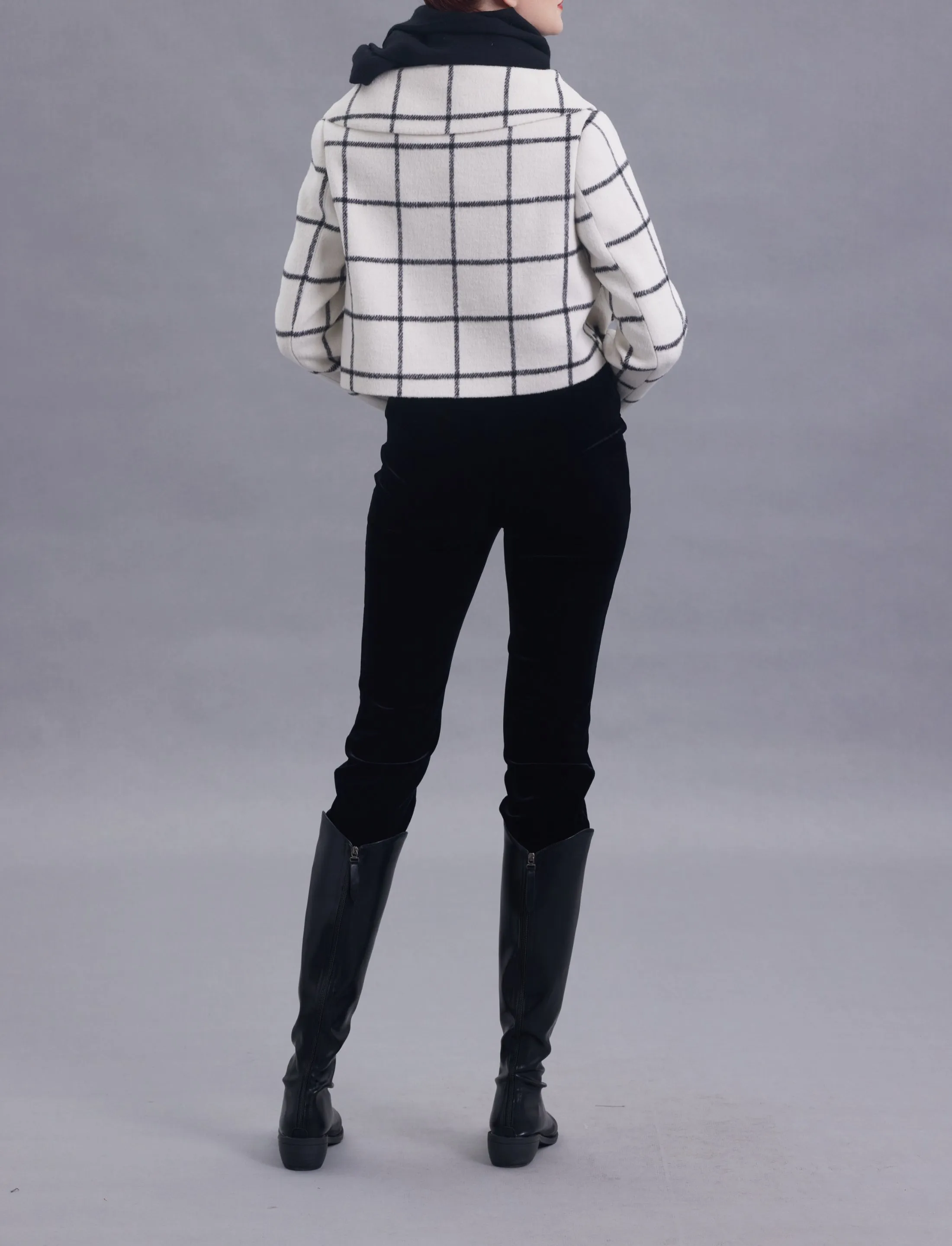 Michelle White Plaid Wool Jacket/Blazer