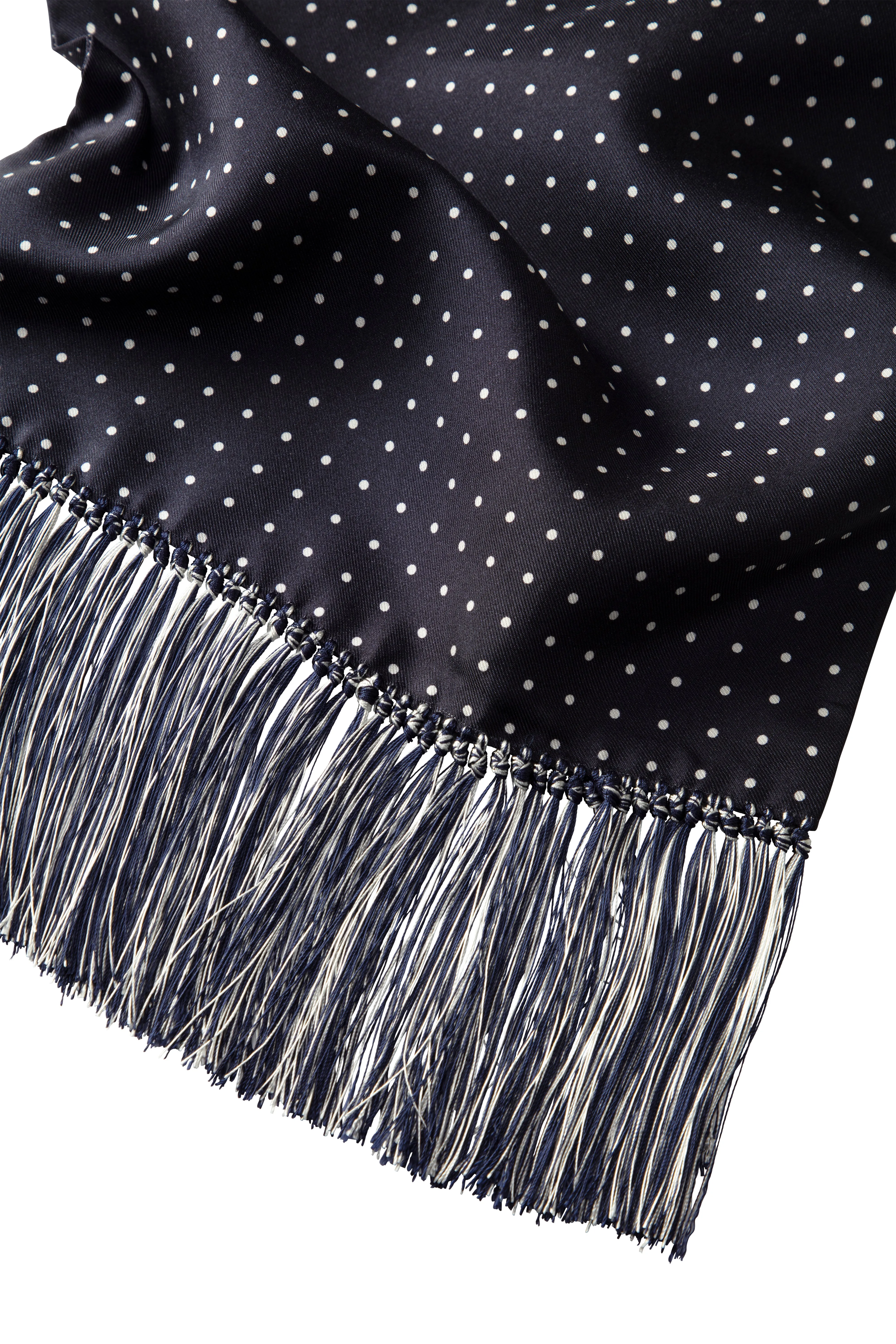 Midnight/White Dot Silk Evening Scarf