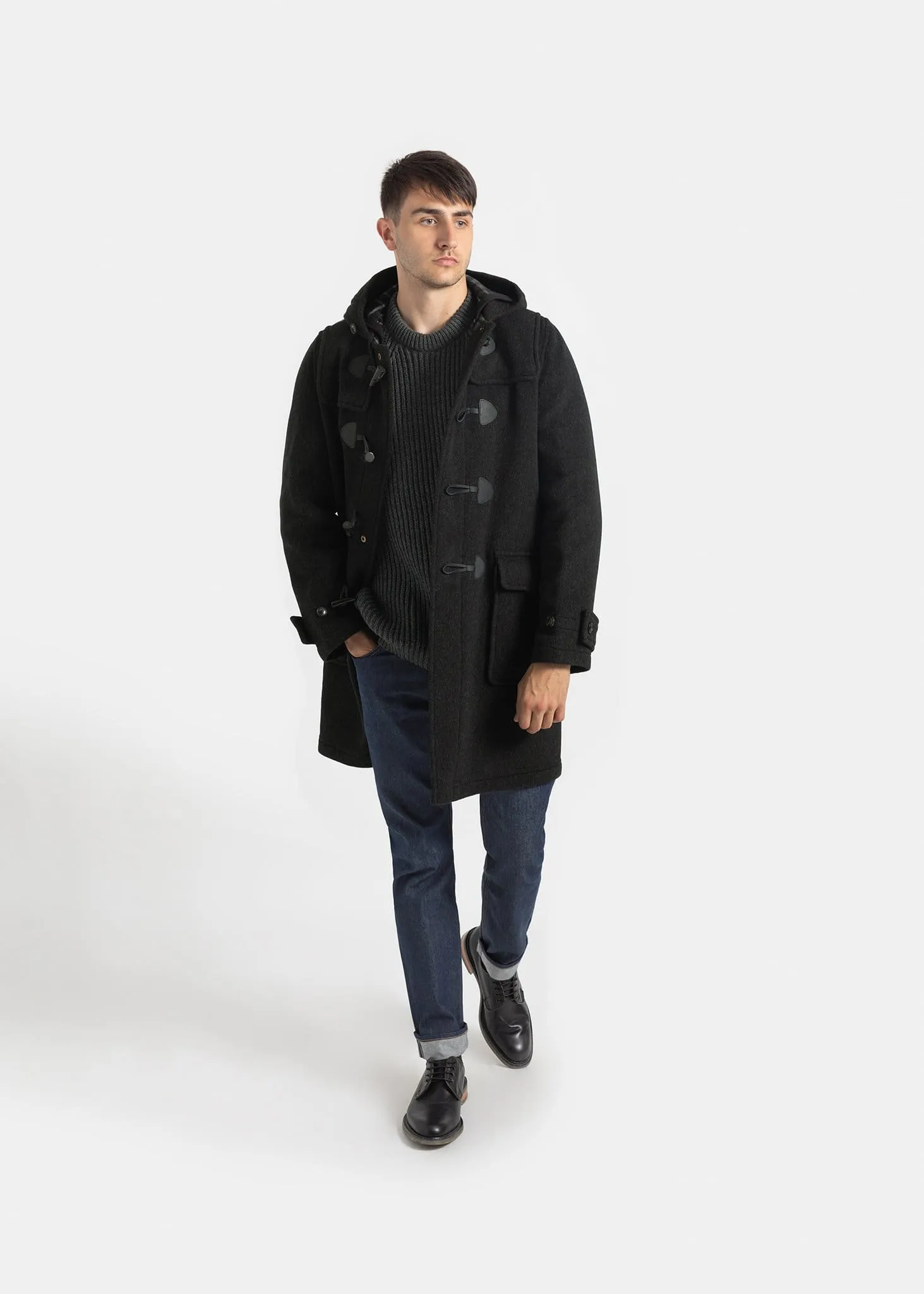 Morris Checked Duffle Coat Charcoal