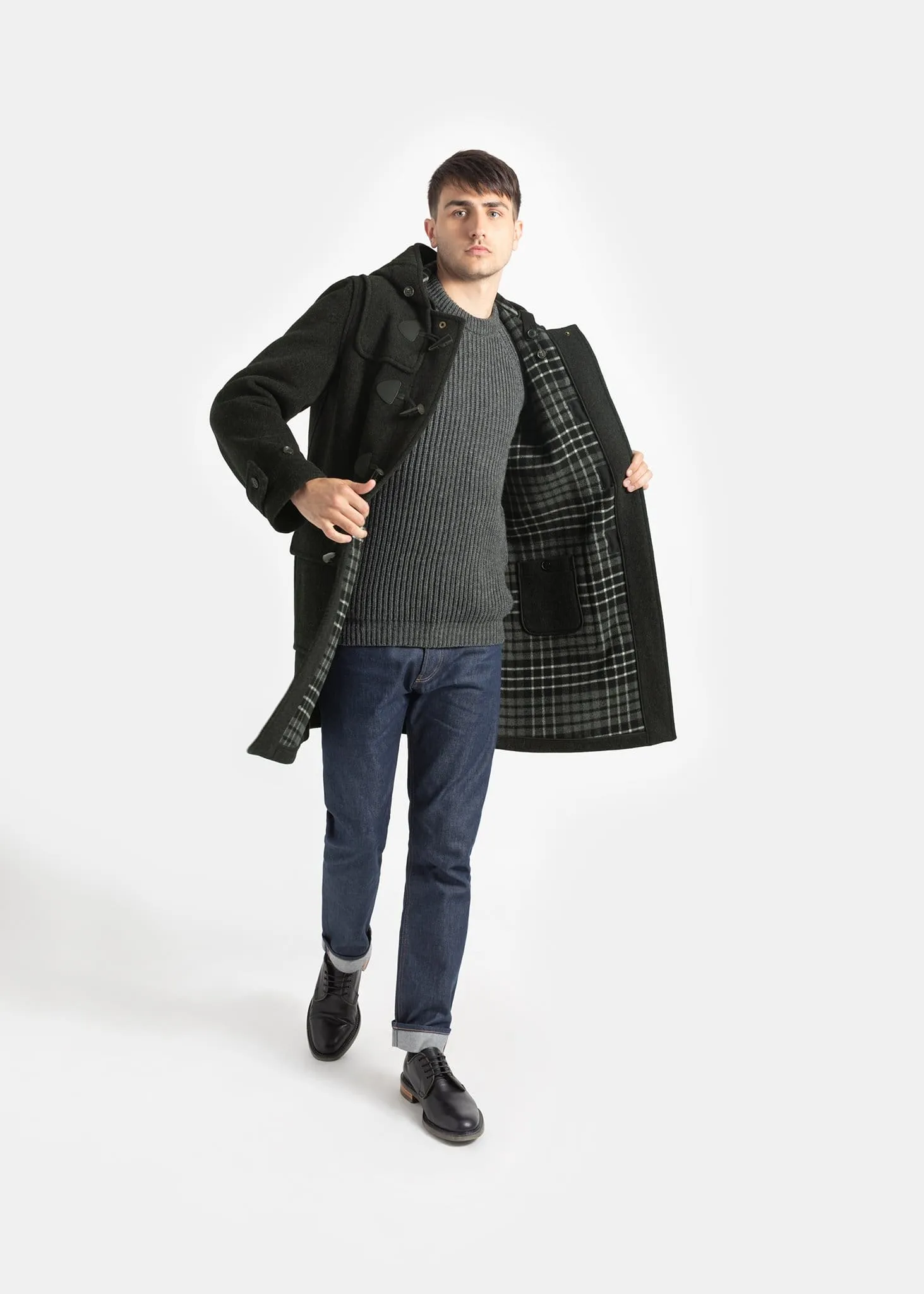 Morris Checked Duffle Coat Charcoal