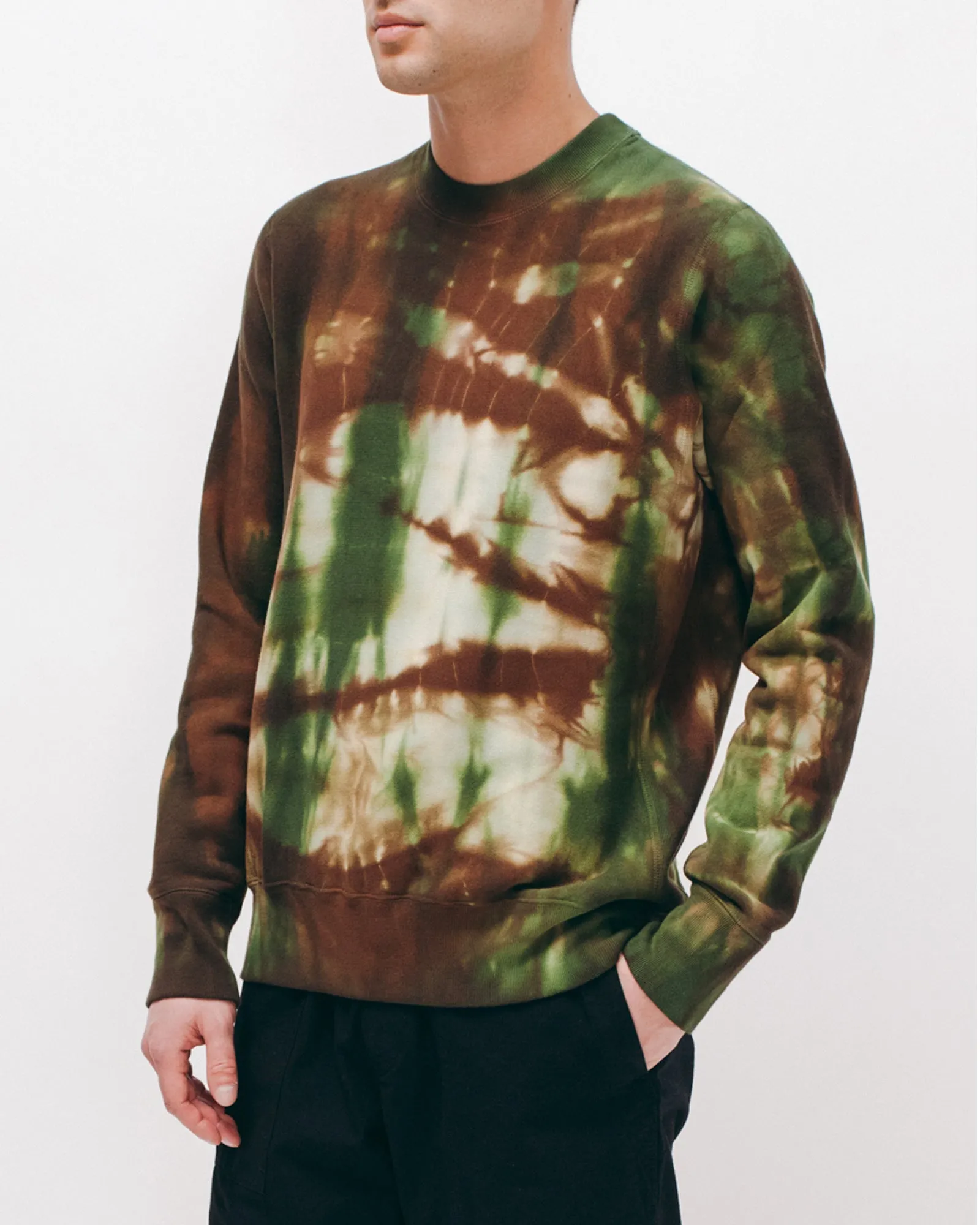 Natural Dyed Crew Fleece - Woodland Tie Dye