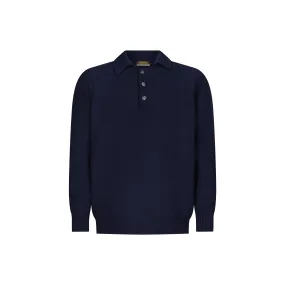 Navy Button Polo Sweater