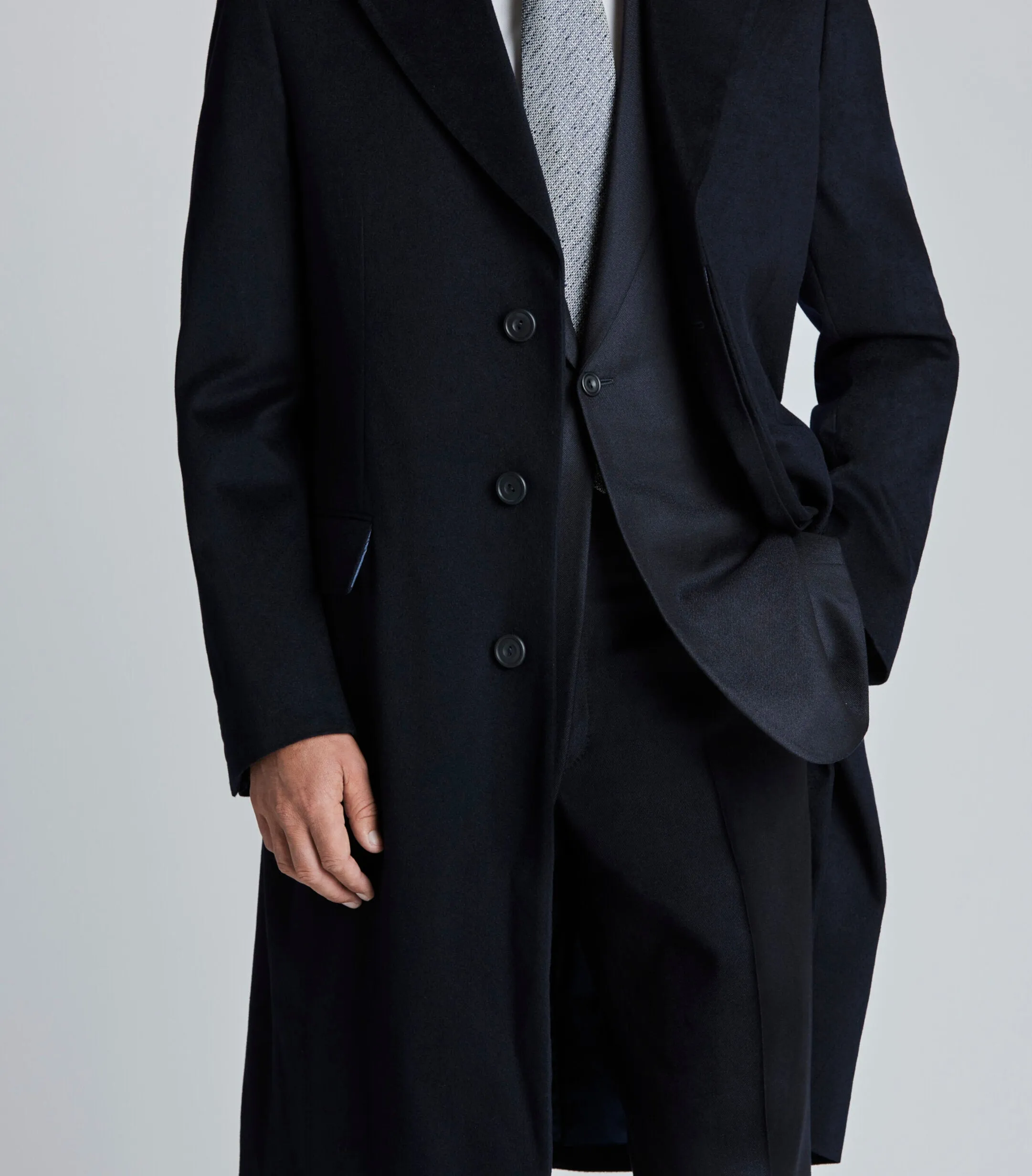 Navy Cashmere Storm System Overcoat