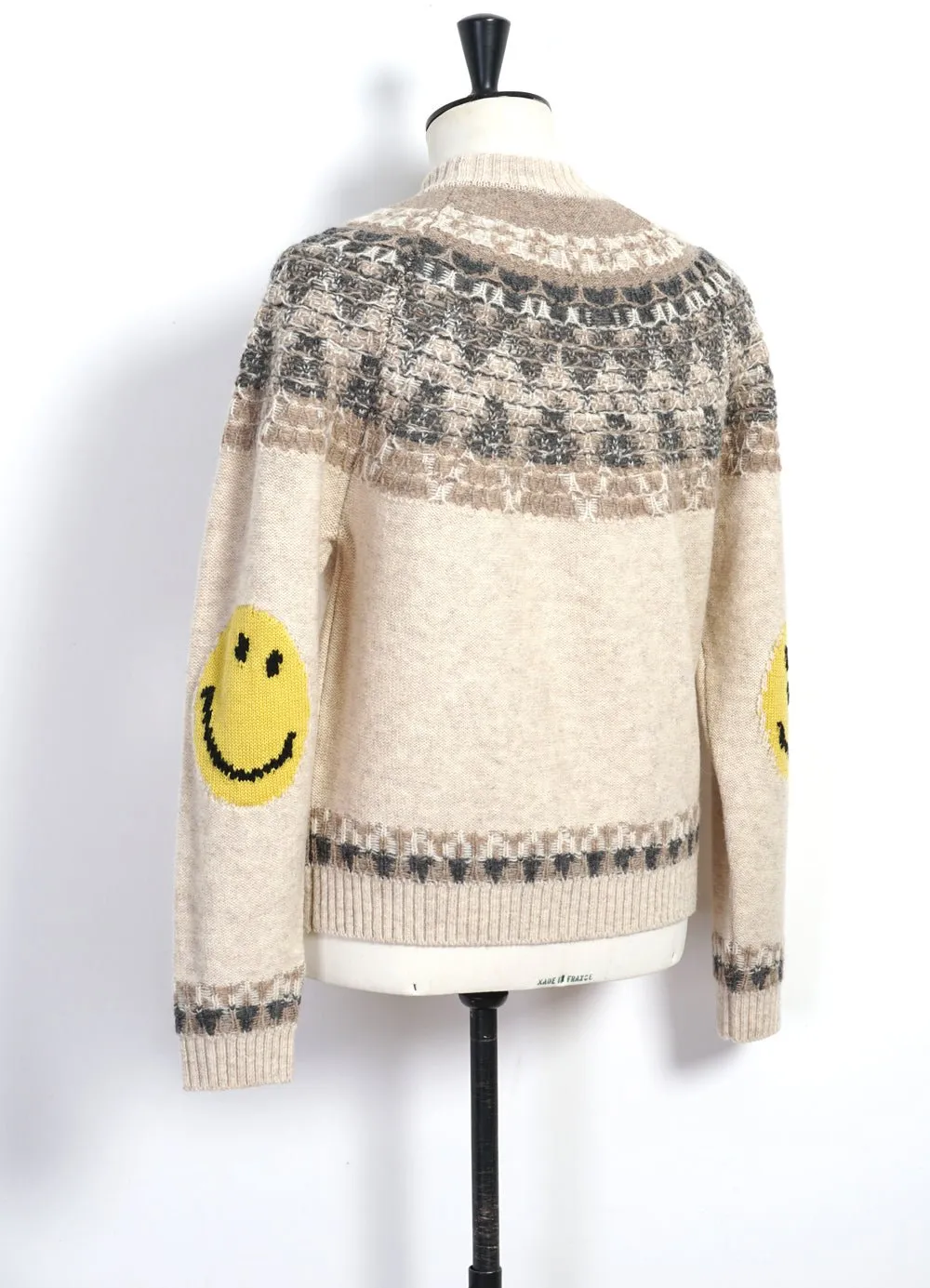 NORDIC SMILIE | Wool-Jacquard Crewneck Sweater | Ecru