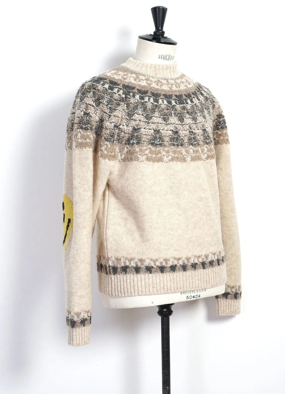 NORDIC SMILIE | Wool-Jacquard Crewneck Sweater | Ecru