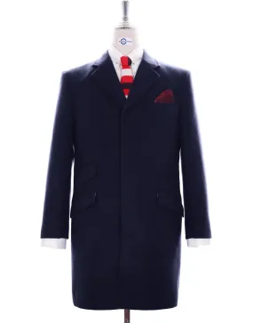 Overcoat Men's| 100% Wool Navy Blue Vintage Long Mens Winter Coat