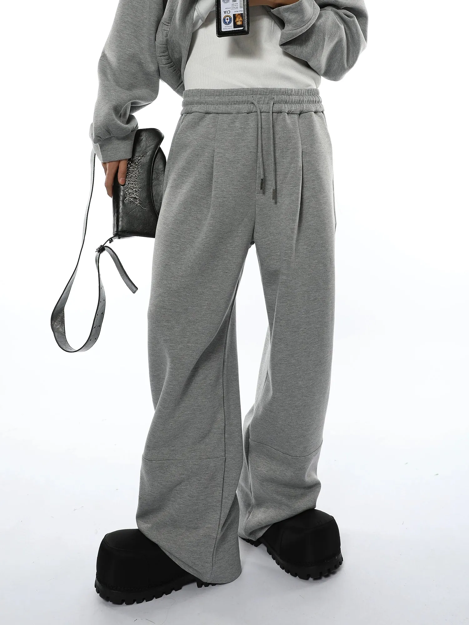 Oversized Collared V-Neck Sweatshirt and Joggers Set