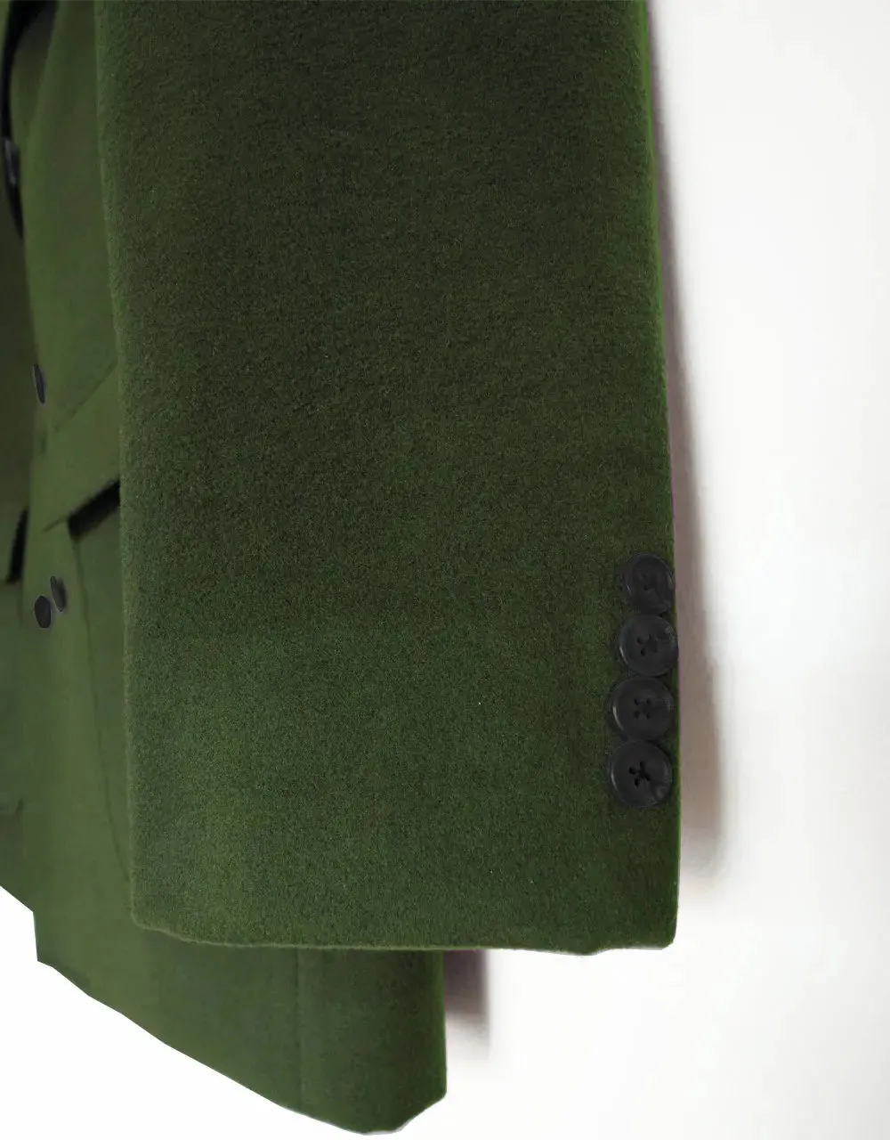 Pea Coat | 60s Mod Retro Olive Green Double Breasted Pea Coat