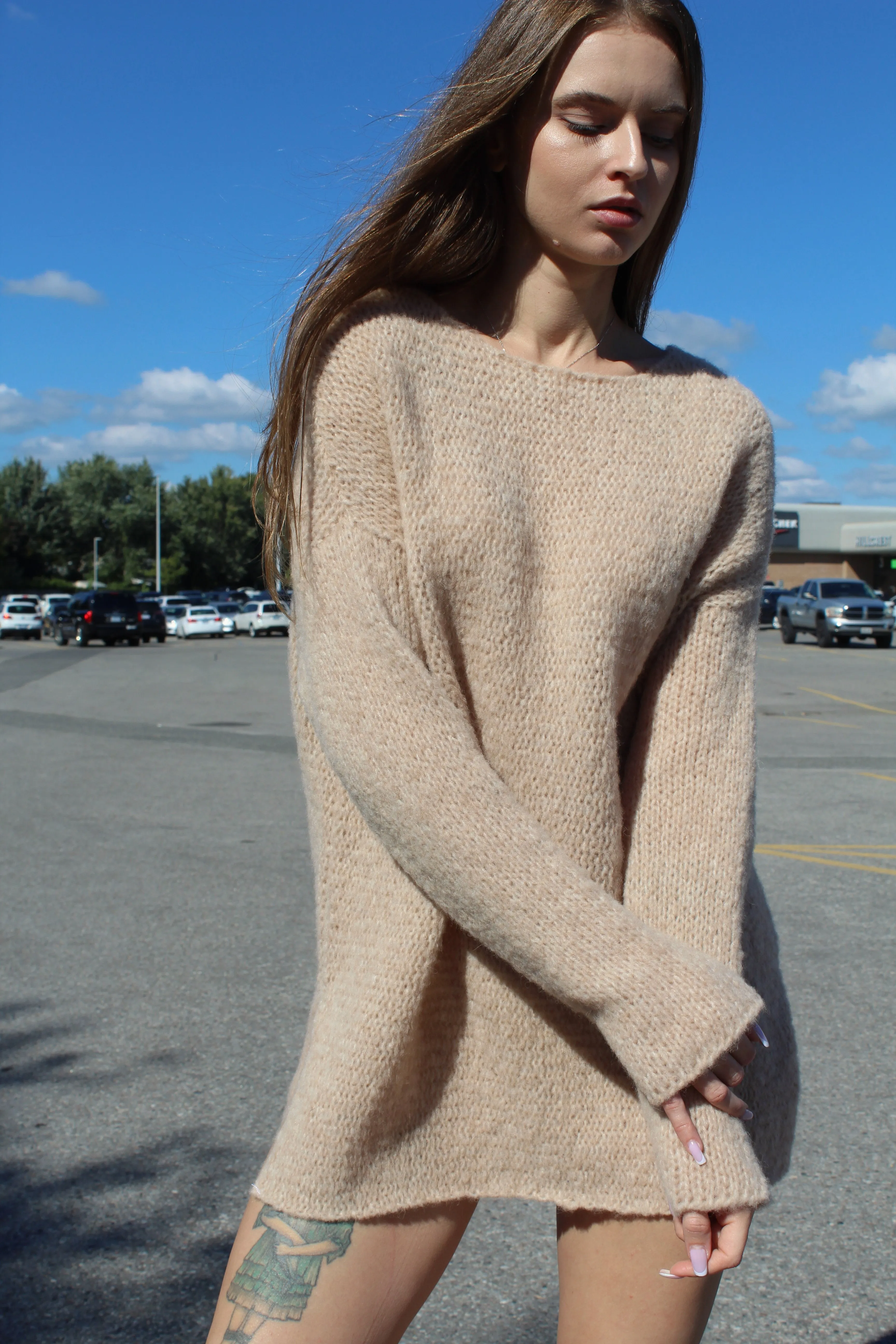 Peruvian alpaca wool hand knit sweater dress.