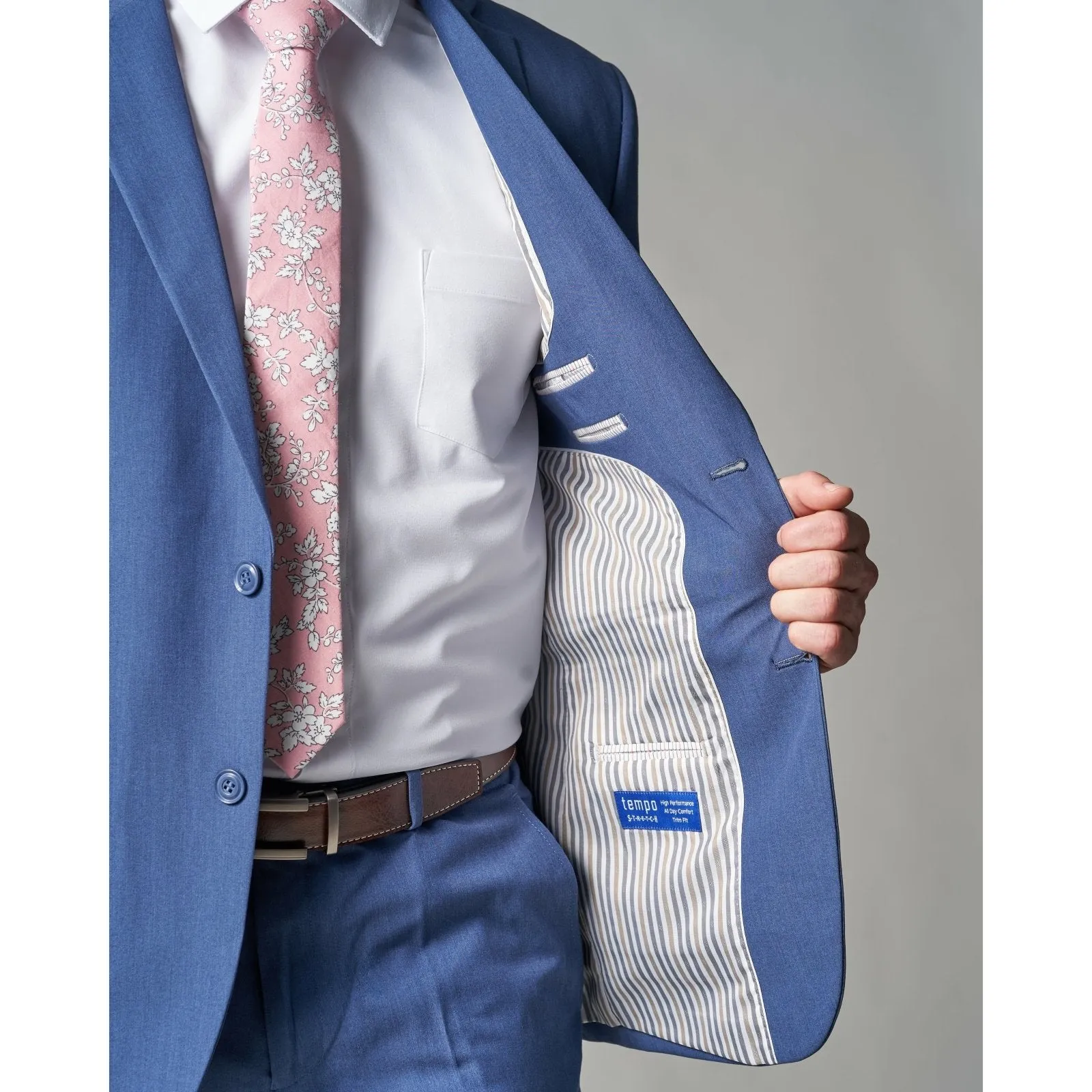 Powder Blue Tempo Stretch Slim Fit Suit