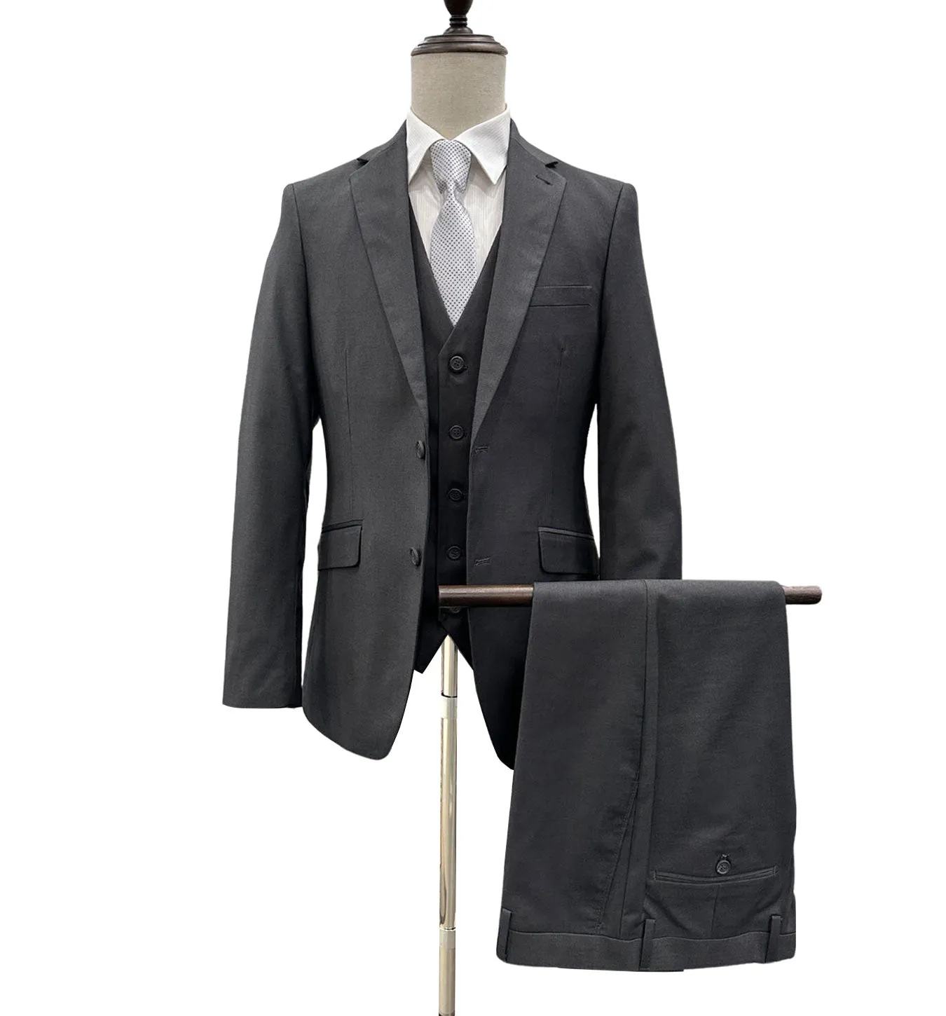 Profile Slim Fit Vested Suit - Charcoal