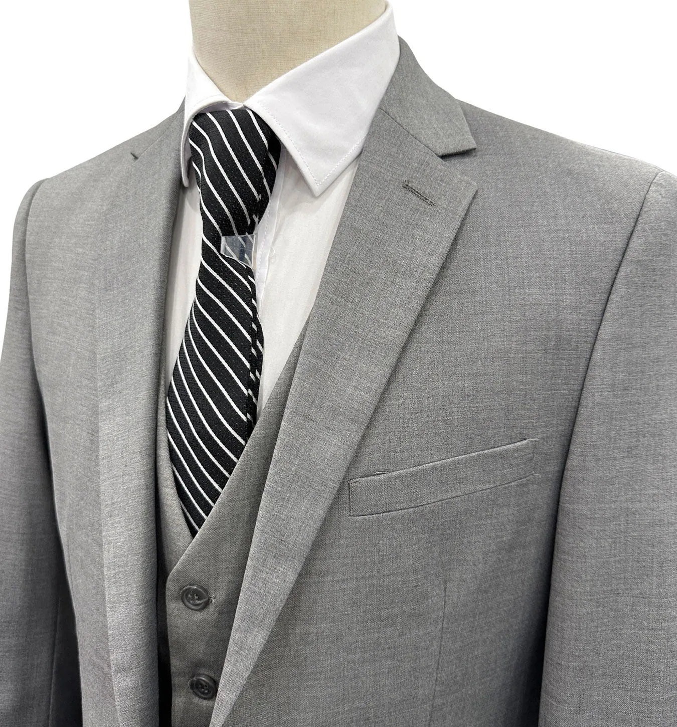 Profile Slim Fit Vested Suit - Light Gray