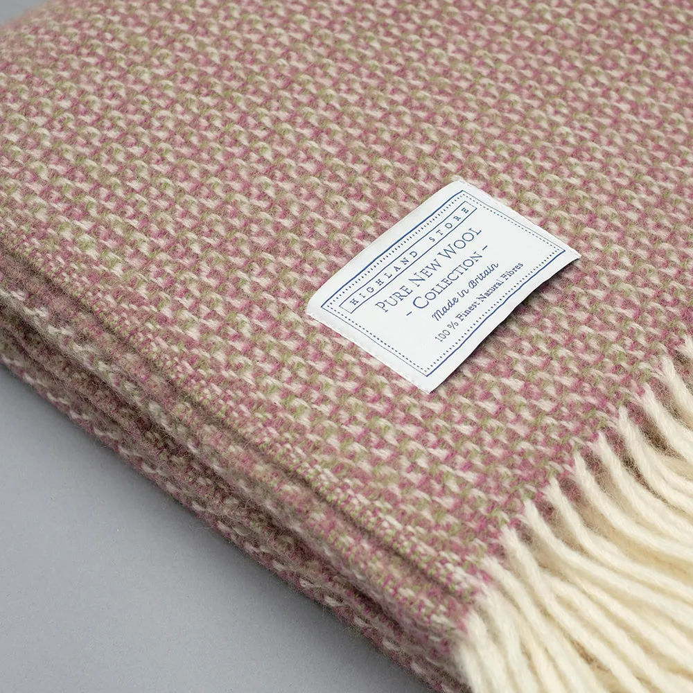 Pure New Wool Blanket in Pink Sage and Ecru