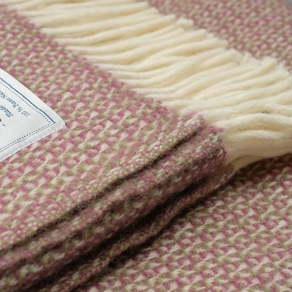 Pure New Wool Blanket in Pink Sage and Ecru