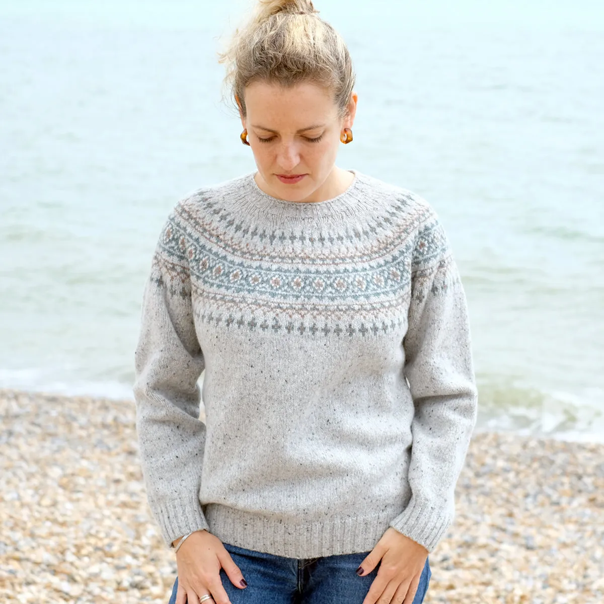 Pure wool fair isle jumper in grey