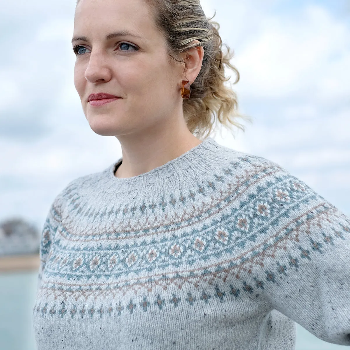 Pure wool fair isle jumper in grey