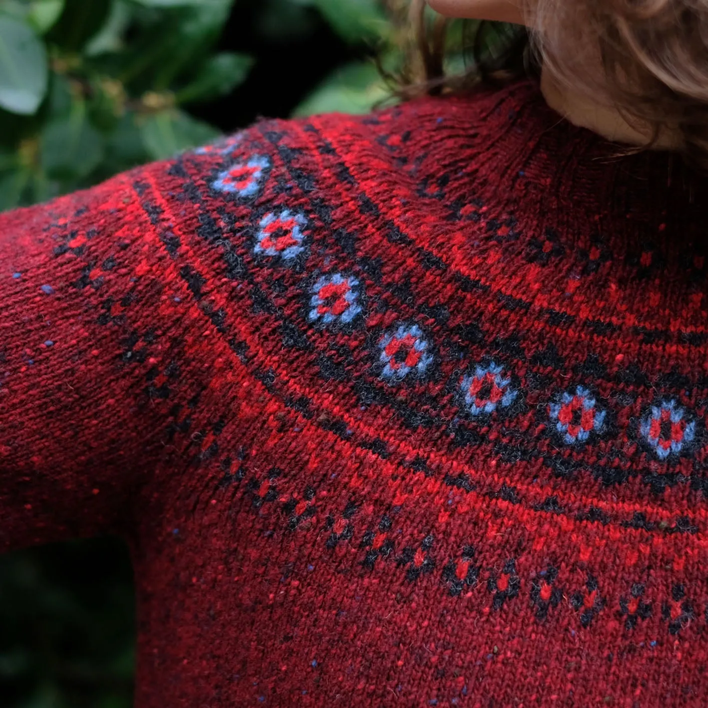 Pure wool fair isle jumper in red