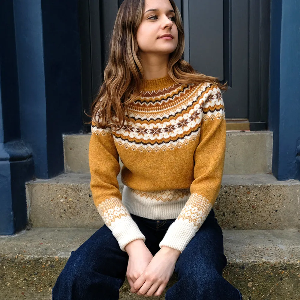 Pure wool fair isle jumper in yellow