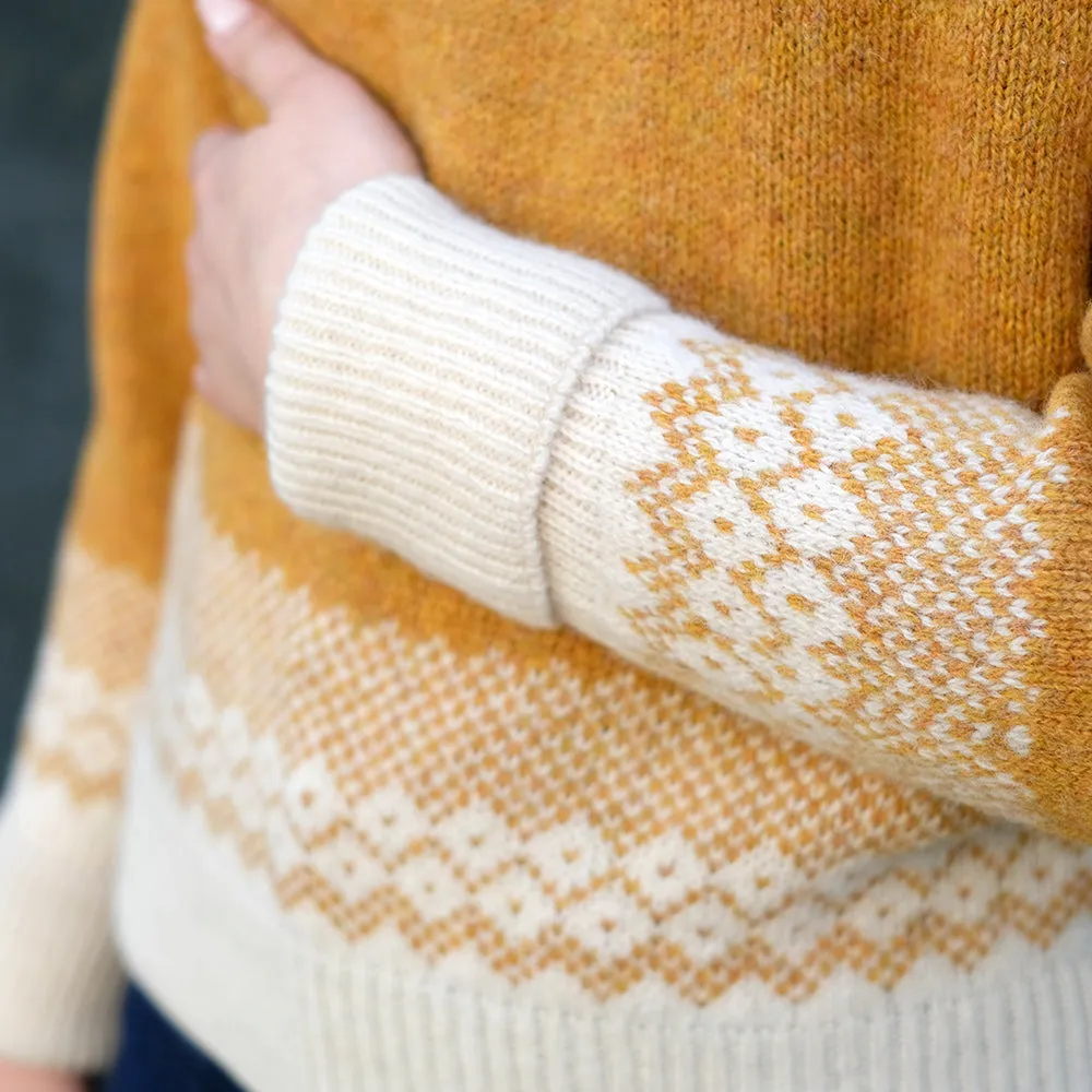 Pure wool fair isle jumper in yellow