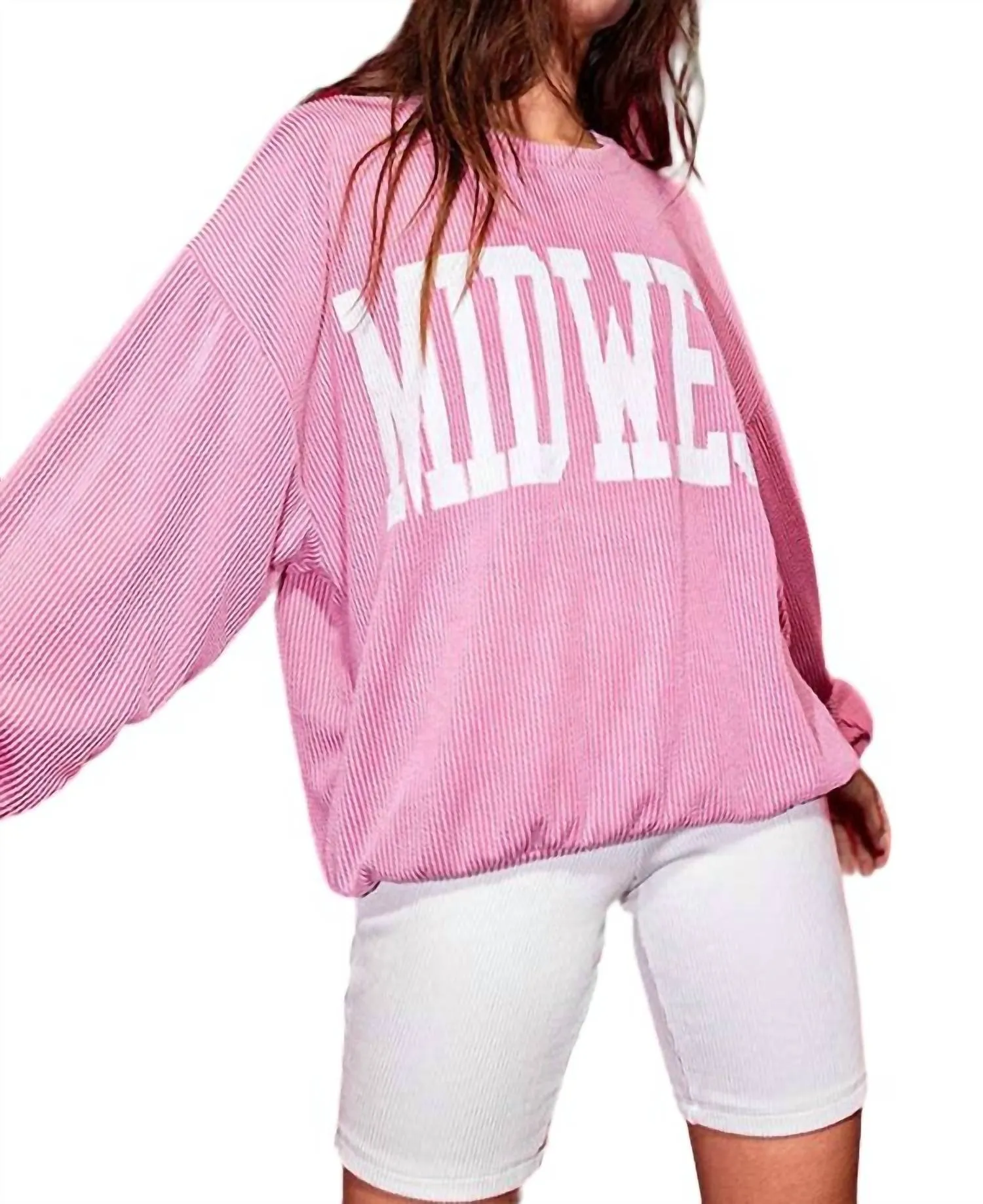 "midwest" Oversized Sweatshirt In Pink