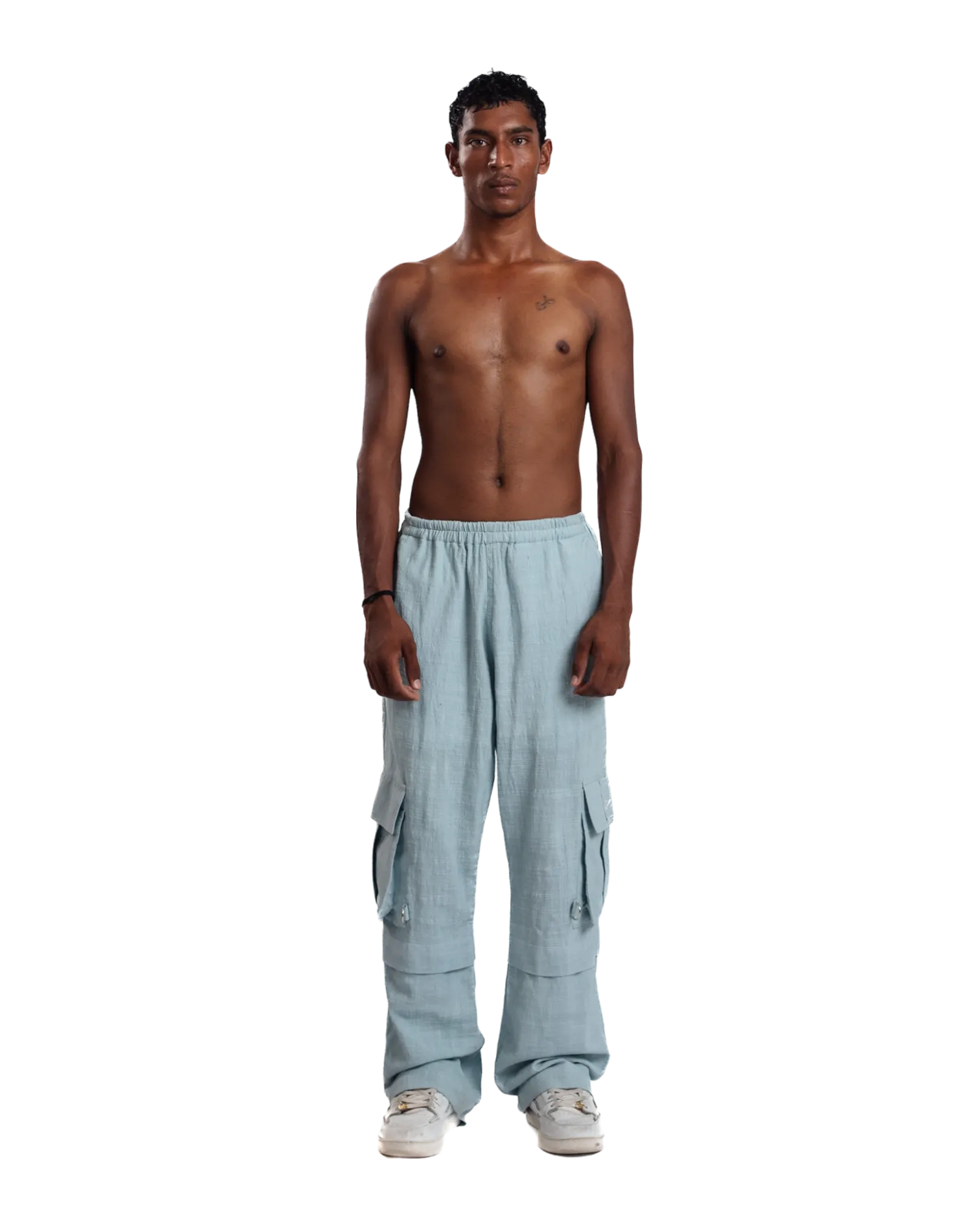 "Sky Drift" Handwoven Cotton Cargo Pants