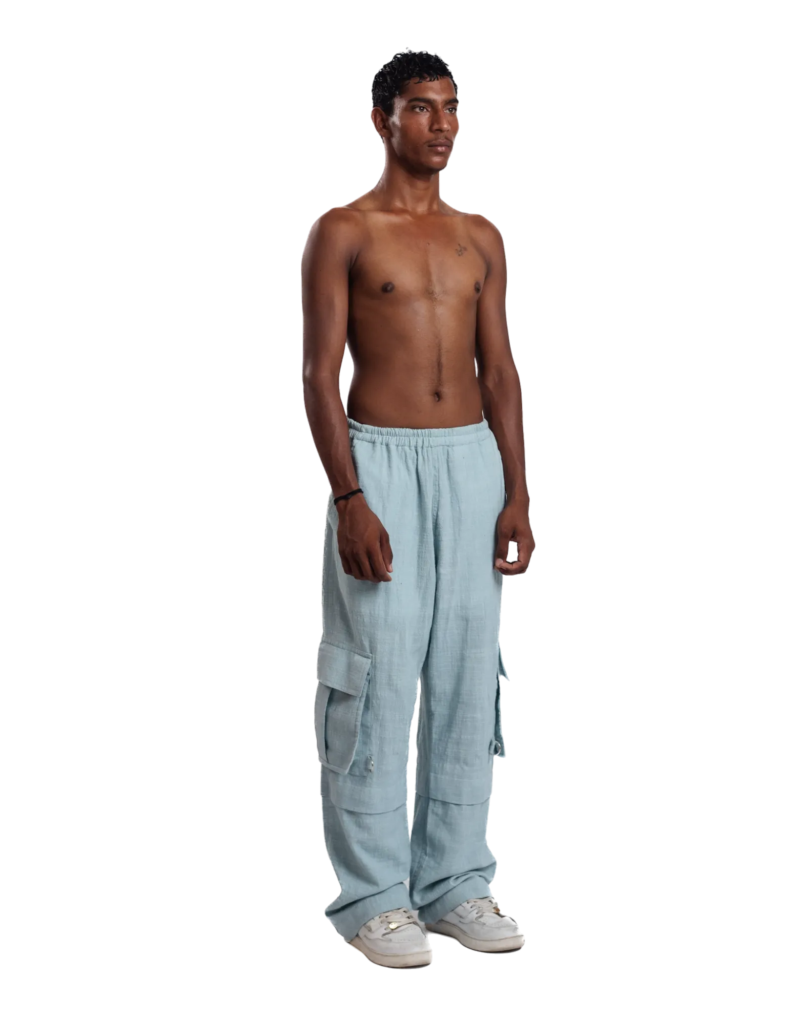 "Sky Drift" Handwoven Cotton Cargo Pants