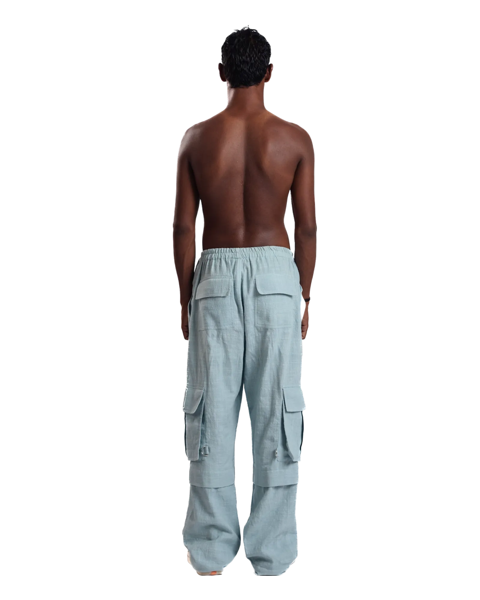 "Sky Drift" Handwoven Cotton Cargo Pants